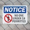 Signmission No One Under 18 Permitted OSHA Notice Sign, Plastic, 14in W x 10in L, 2PK OS-2PACK-NS-P-1014-L-16152 - alternate 5